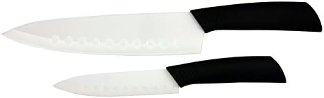Glip 2-Piece Ceramic Knife Set, Includes 5-Inch/8-Inch White Blade with Black Handle