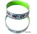 Silver Bangle Bracelet Pair with Enamelled Painting Handcrafted Indian-Style 58 gms. 2.5 