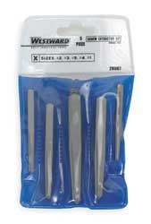 Westward 2RUR7 Screw Extractor Set, 1/8 to 3/4, 5 Pcs