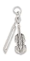 Sterling Silver Charm 1 in long Violin and Bow