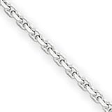 14k White Gold 1.3mm Solid D-Cut Cable Chain Anklet - 9 Inch