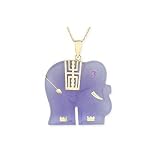 14K Yellow Gold Amethyst and Lavender Jade Pendant w Chain