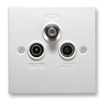 Triplex / Triplexed Screened Wall Outlet Plate - This plate has 1 Input & 3 Outputs - Please see product features below for further details