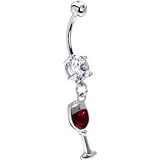 Red Wine Glass Belly Ring