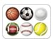 3D Semi-circular Sports Designs 6 Pieces Home Button Stickers for iPhone 5 4/4s 3GS 3G, iPad 2, iPad Mini, iTouch Kickball, Basketball, Baseball, Golf, Tennis, Football