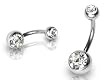 Body Colorz™ Double CZ Swarovski Gem Belly Navel Ring 14g 7/16