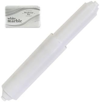 One Spring Replacement White Toilet Paper Roller Holder Insert with a Dial Deodorant White Marble Bar Soap