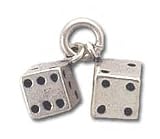 Solid Sterling Silver Pair of Dice Charm