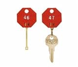 MMF Industries 5312726BC07 Self-Locking Octagonal Key Tags, Red, Numbered Sequence - 141 - 160, 1-1/4H Inch, Plastic/Brass Key Holder (20 per Pack)