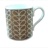 ORLA KIELY fine bone china coffee cup Brown Linear Leaf design