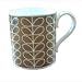 ORLA KIELY fine bone china coffee cup Brown Linear Leaf design