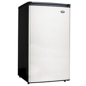 Sanyo SR-3720M Counter-High Refrigerator, Black and Platinum Stainless-Steel Dor