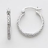 Sterling Silver Diamond Hoop Earring