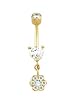 Stunning Heart and Flower Belly Button Ring is Nickel Free 14 karat Gold