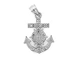 14K WHITE GOLD CHARM PENDANT W/DIAMONDS - ANCHOR