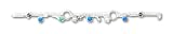 Sterling Silver Turquoise/Clear Bead/FW Cultured Pearl Anklet Bracelet - 9 inch