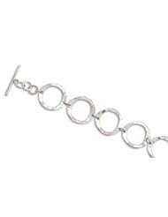 Hammered Sterling Silver Circle O Link Toggle Bracelet