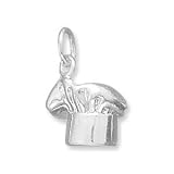 3-D Chef Bakers Hat Charm Sterling Silver
