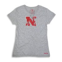 Buy Nebraska Junior Ladies Grey Colosseum Distressed Axis Tee