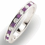 Simulated Amethyst Eternity Ring Rhodium EP Size 4-9 Lifetime Guarantee ET22