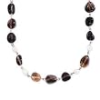 925 Silver, Smoky Quartz & Freshwater Pearl Necklace- 24 IN