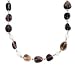 925 Silver, Smoky Quartz & Freshwater Pearl Necklace- 24 IN