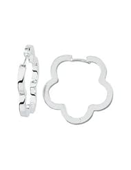 Jewelplus Flower Hinged Hoop Earrings 14K White 26.60X02.25 Mm Pair