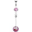 Pink Cz Cosmo Cherry Topper Belly Ring