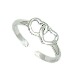 .925 Sterling Silver Toe Ring with Two Hearts