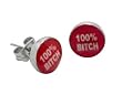 100% Bitch Logo Earrings - 9mm - Sold as a Pair