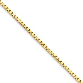 14k 1.5mm Box Chain Anklet - 9 Inch - Lobster Claw - JewelryWeb