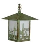 IMAGE OF Arroyo Craftsman TRH-9AS-WO-VP Timber Ridge 1 Light Outdoor Hanging Lantern in Verdigris Patina with White Opalescent glass