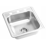 Elkay D117193 Dayton 17-Inch by 19-Inch Stainless Steel Three-Hole Bar Sink, Satin Finish