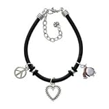 Penguin with Scarf Black Peace Love Charm Bracelet [Jewelry]
