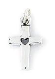 Bob Siemon Sterling Silver Cross Charm with Open Heart