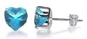 Sterling Silver Aquamarine Cubic Zirconia Heart 5 MM Stud Earrings