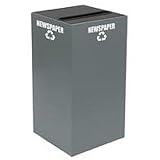Steel Recycling Container With Paper Slot Opening - 32 Gallon Capacity Gray
