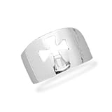 Men's Cross Cigar Band Ring Sterling Silver