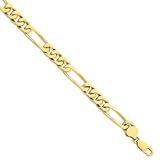 14k 7.25mm Solid Hand-Polished Figaro Link Bracelet - 7 Inch