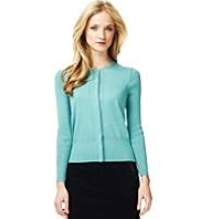 Autograph Pure Cotton 3/4 Sleeve Ribbed Cardigan