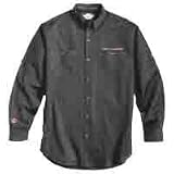 Harley Davidson Mens Black Long Sleeve Shirt, Corporate Style, Great in the Office Environment, Button-Up Front, Subdued and Tasteful Embroidery Above Left Pocket and on Right Cuff and Back of Neck, 99001-07VM