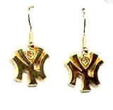 New York Yankees MLB Team NY Logo Gold Tone Dangle Earrings
