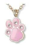 Clearly Charming Gold & European Crystal Dog and Paw Print Pendant Necklace