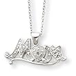 Sterling Silver Diamond Mom Necklace - 18 Inch