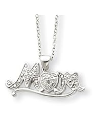 Sterling Silver Diamond Mom Necklace QG2046-18"