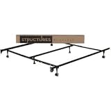 STRUCTURES by Malouf Heavy Duty 6-Leg LINENSPA Adjustable Metal Bed Frame with Double Center Support and Rug Rollers - UNIVERSAL (Cal King King Queen Full XL Full Twin XL Twin)