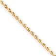 10k 2mm Supreme Value Rope Chain Necklace - 20 Inch - Lobster Claw