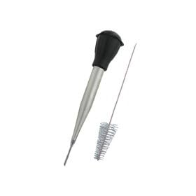Faringdon Stainless Steel Baster Set With Rubber Bulb, 28cm Baster, Injector And Brush