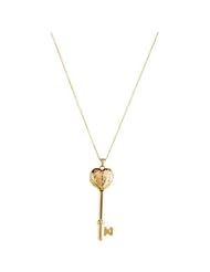 14K Yellow Gold 46.50 MM X 15.00 MM Key Heart Locket With Diamond Cut Pattern Ring Size 6