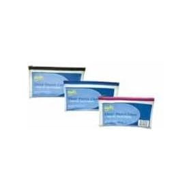 Helix Pencil Case PVC Coloured Zip 200x125mm Clear Assorted Ref M77040
